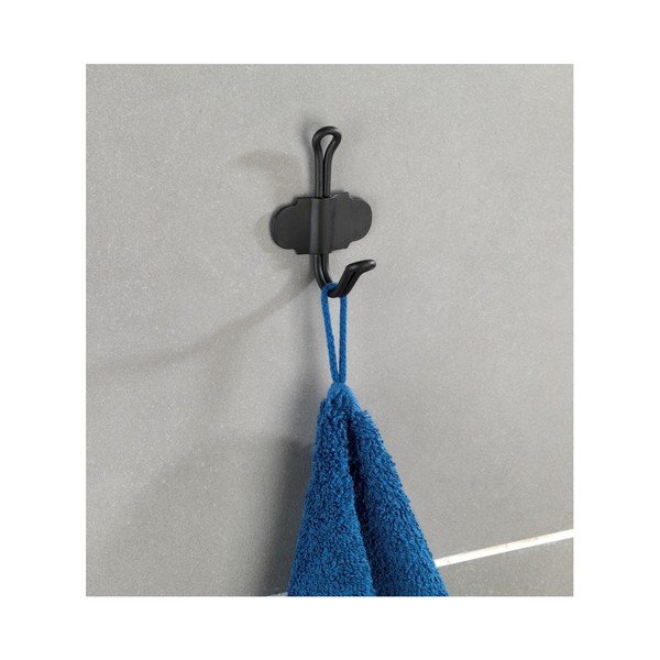 Čierny samodržiaci nástenný háčik Wenko Nostalgia-image-1