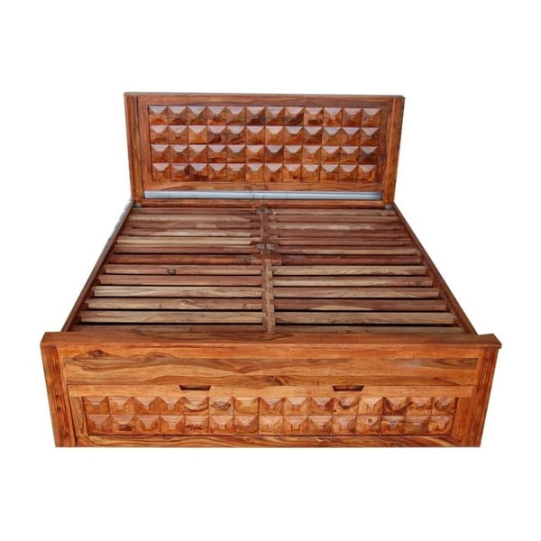 Dvojlôžková posteľ z palisandrového dreva s úložným priestorom Massive Home Roxy, 160 x 200 cm