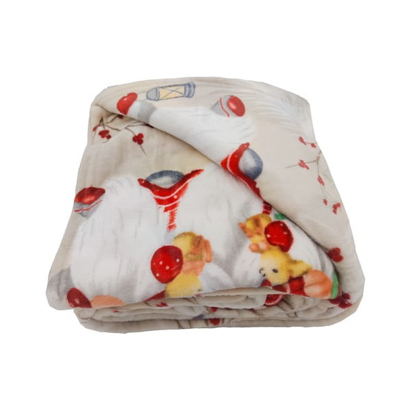 Krémovobiela mikroplyšová deka s vianočným motívom 150x200 cm Goblin – My House-image-2