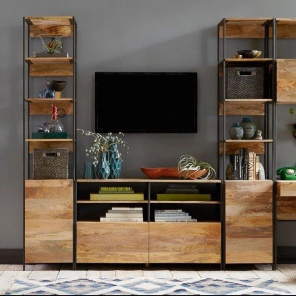 Knižnica z masívneho mangového dreva Massive Home Jenny, šírka 45 cm-image-1