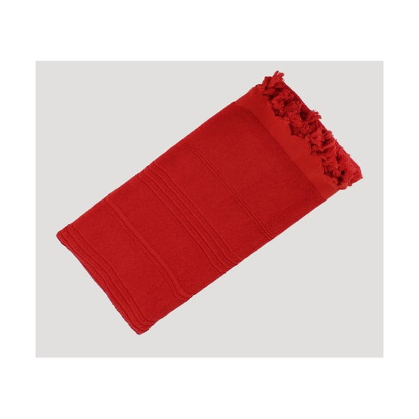 Červená ručne tkaná osuška z prémiovej bavlny Homemania Turkish Hammam, 90 × 180 cm