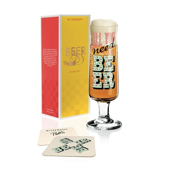 Set pivného pohára z krištáľového skla a 5 podtáciek Ritzenhoff Potts, 390 ml-image-1