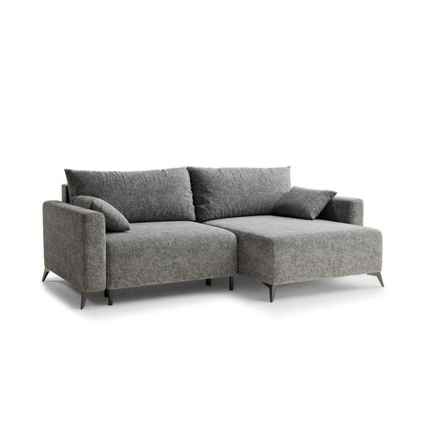 Sivá ženilková rozkladacia/s úložným priestorom rohová pohovka (pravý roh/s leňoškou) Leon – Maison de Rêve