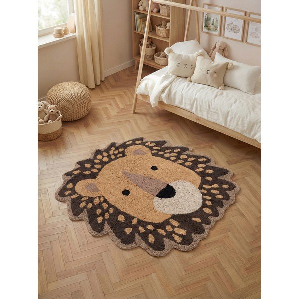 Oranžový/hnedý prateľný/ručne tkaný bavlnený detský koberec 120x125 cm Snuggle Roary – Hanse Home-image-1