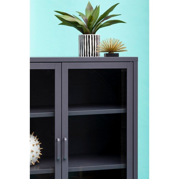 Sivá oceľová vitrína 75x150x35 cm Acier – Premier Housewares-image-2