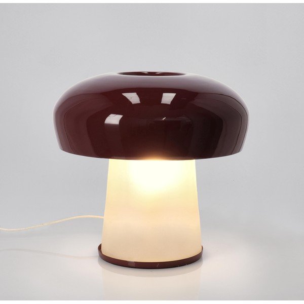 Vínovočervená kovová stolová lampa so skleneným tienidlom (výška  35 cm) Clevely – Bizzotto-image-1