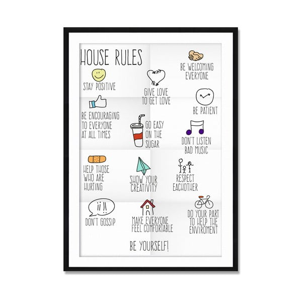 Obraz v ráme Little Nice Things House Rules, 60 x 40 cm