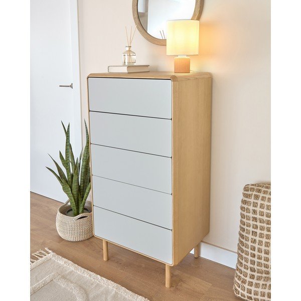 Sivá/v prírodnej farbe komoda v dekore jaseňa 60x117x42 cm Anielle – Kave Home-image-3