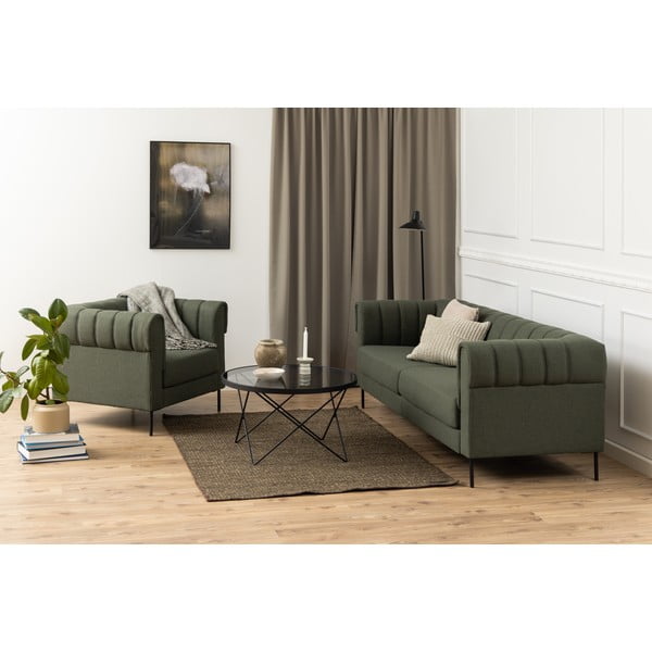 Čierny konferenčný stolík so sklenenou doskou ø 80 cm Cuxton – Actona-image-4