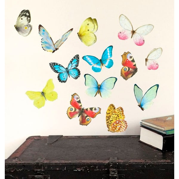 Samolepka na viac použití Watercolor Butterflies, 40 × 30 cm