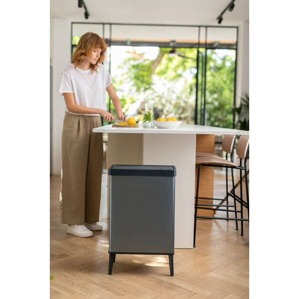 Sivý dotykový odpadkový kôš z recyklovaného plastu 54 l Verto High – Curver-image-3