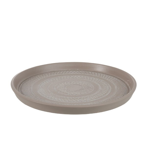 Sivý servírovací tanier z terakoty J-Line Ibiza, ⌀ 50 cm
