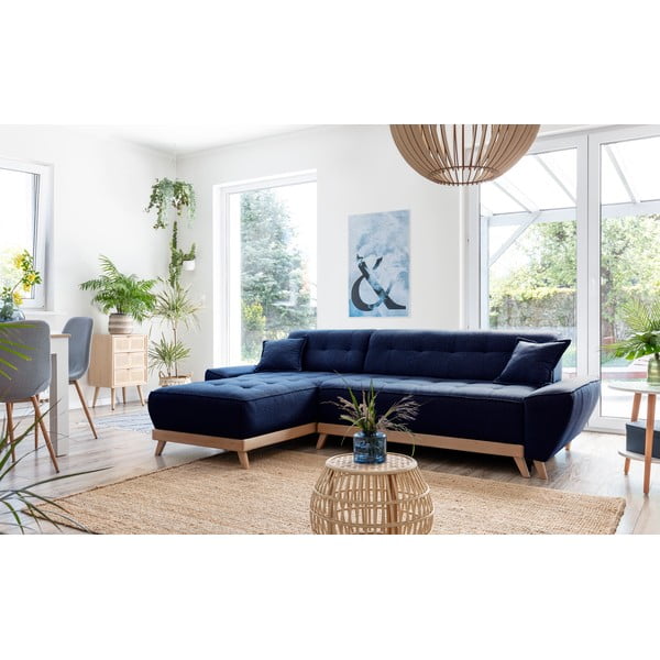 Námorníckymodrá rozkladacia variabilná rohová pohovka Miuform Dazzling Daisy-image-3