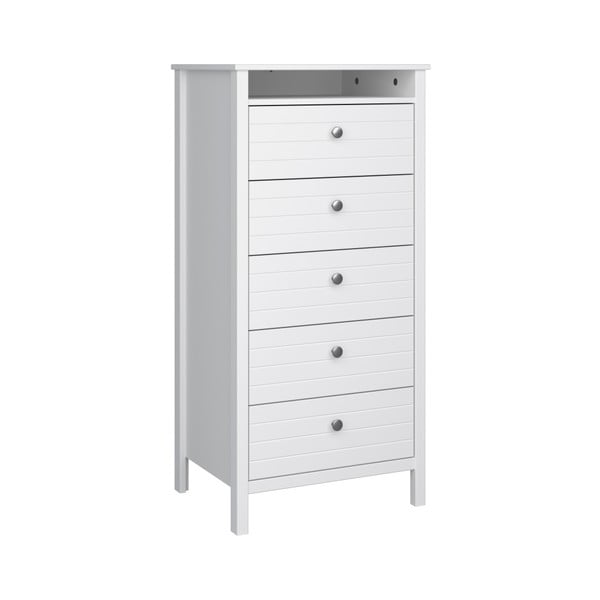 Biela úzka komoda s 5 zásuvkami Steens New York, výška 120 cm-image-1
