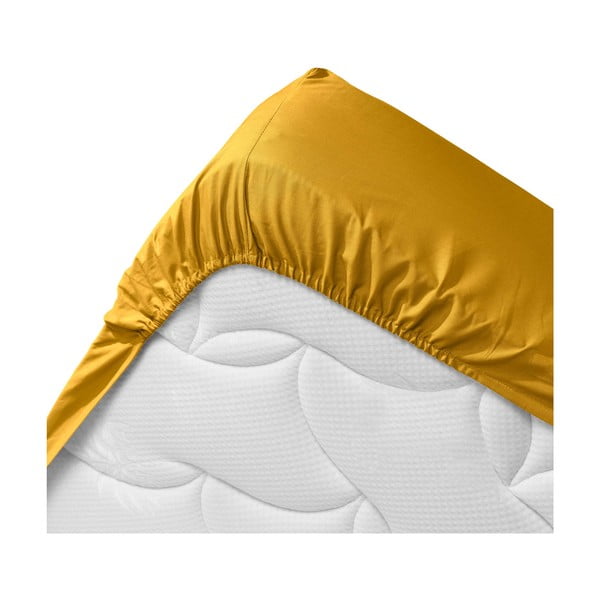 Žltá napínacia plachta z Bio bavlny 180x200 cm Biolina – douceur d'intérieur-image-3