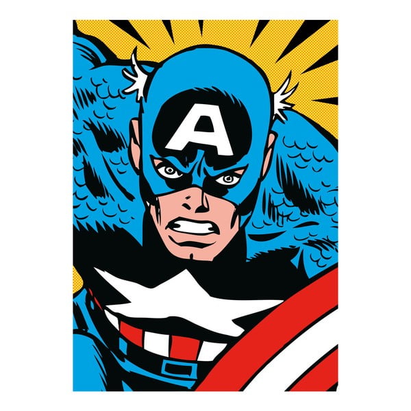Nástenná ceduľa Marvel Close Up - Captain America