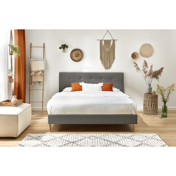 Tmavosivá dvojlôžková posteľ Bobochic Paris Rory Light, 180 x 200 cm-image-4