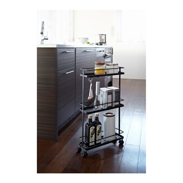 Čierny kovový pojazdný regál 38x66 cm Tower – YAMAZAKI-image-1