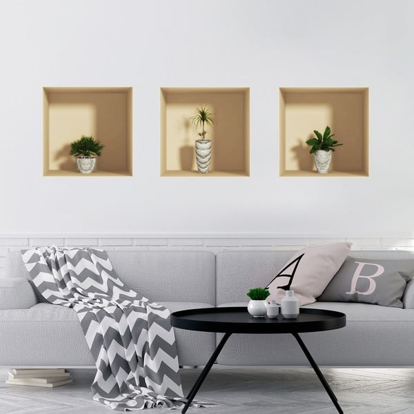 Sada 3 samolepiek s 3D efektom Ambiance Palms-image-1