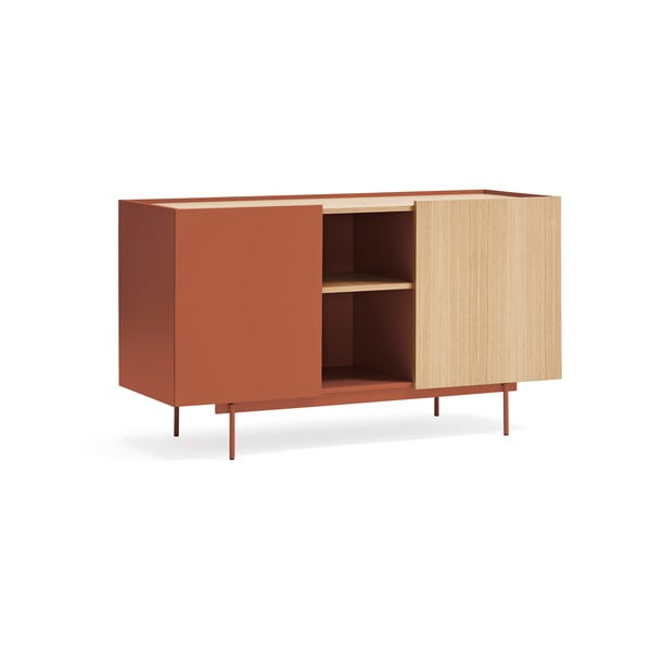 Nízka komoda v dekore duba v tehlovo-prírodnej farbe 130x78 cm Otto – Teulat-image-1