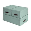 Kartónové úložné boxy s vekom v mentolovej farbe v súprave 3 ks 31x47x15 cm Inge – Bigso Box of Sweden