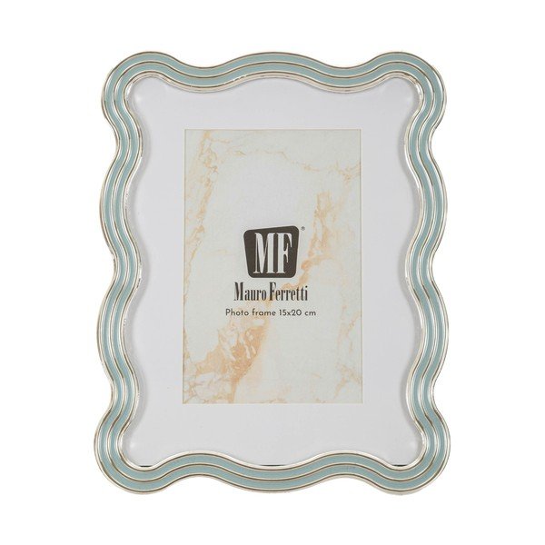 Svetlomodrý/v striebornej farbe kovový/sklenený stojací rámček 17,5x22,5 cm Elizabeth – Mauro Ferretti-image-2