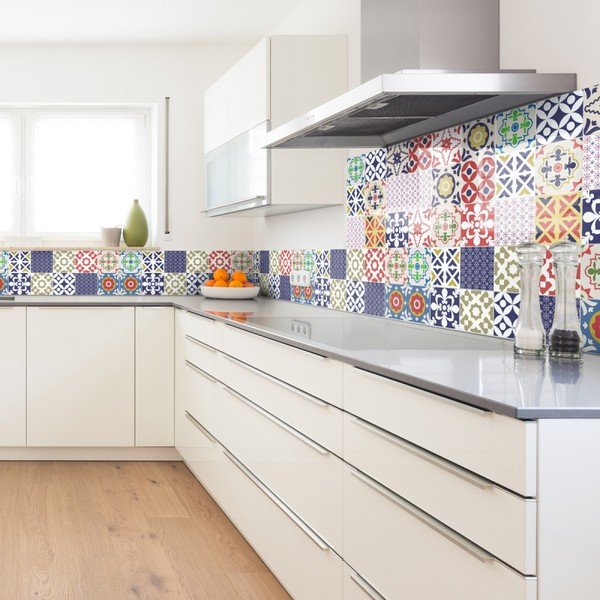 Sada 30 nástenných samolepiek Ambiance Wall Stickers Cement Tiles Azulejos Vinito, 15 × 15 cm-image-3