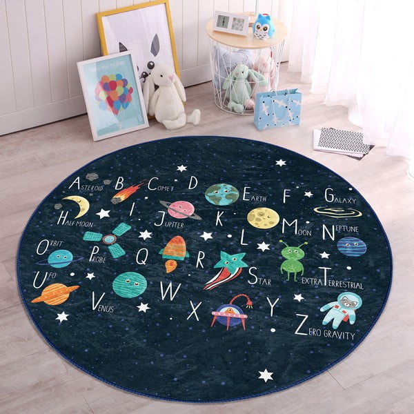 Tmavomodrý detský koberec ø 100 cm Comfort – Mila Home-image-2