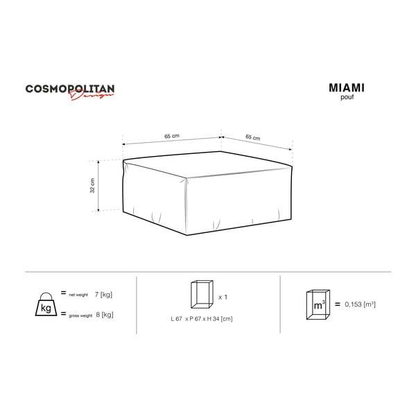 Tmavosivý puf Cosmopolitan Design Miami, 65 × 65 cm-image-4