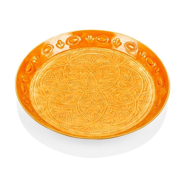Žltý ručne kovaný servírovací tanier The Mia Duggal, ⌀ 42 cm