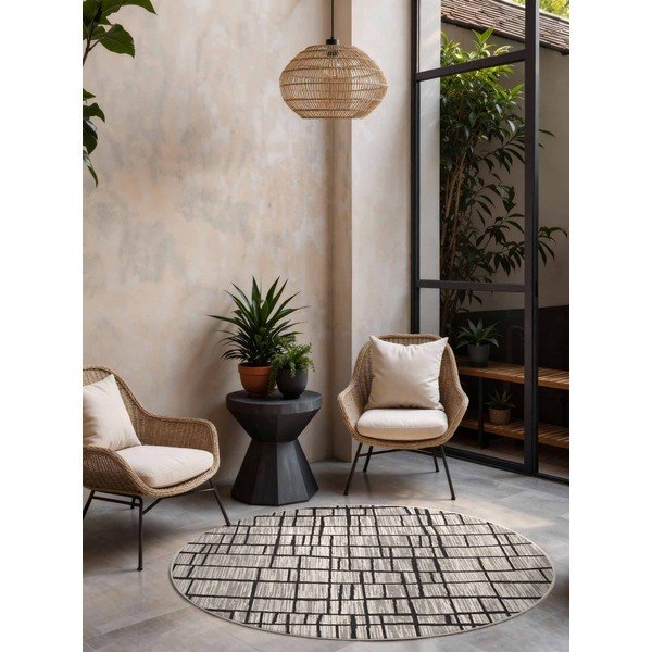 Čierny/krémovobiely okrúhly vnútorný a vonkajší koberec ø 200 cm Haringey Crouch – Ted Baker-image-1