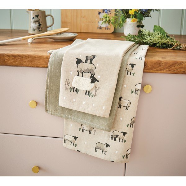 Utierky v súprave 3 ks s prímesou ľanu 45x65 cm Highland Sheep – Cooksmart ®-image-1