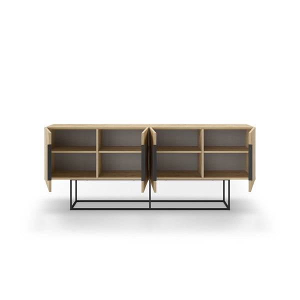 Nízka komoda v dekore duba v prírodnej farbe 200x80 cm Titan – Marckeric-image-2