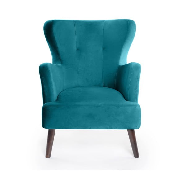 Tyrkysové zamatové kreslo ušiak Noemye – Bonami Selection-image-2