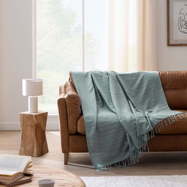 Zelený bavlnený pléd 125x150 cm Lilia – douceur d'intérieur-image-1