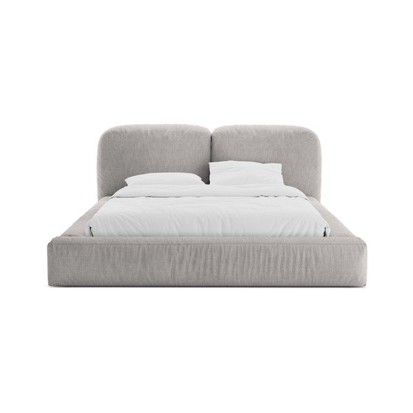 Svetlosivá čalúnená dvojlôžková posteľ s úložným priestorom s roštom 160x200 cm Martina – Micadoni -image-4