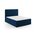 Tmavomodrá boxspring posteľ s úložným priestorom 160x200 cm Gina – Milo Casa