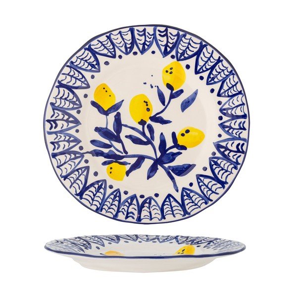 Biely/modrý servírovací kameninový tanier ø 27 cm Maxima – Bloomingville-image-3