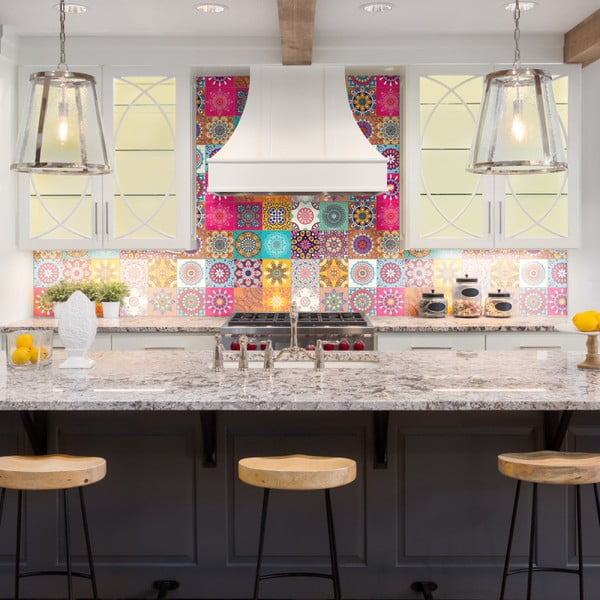 Sada 30 nástenných samolepiek Ambiance Wall Stickers Tiles Azulejos Mariska, 15 × 15 cm-image-3