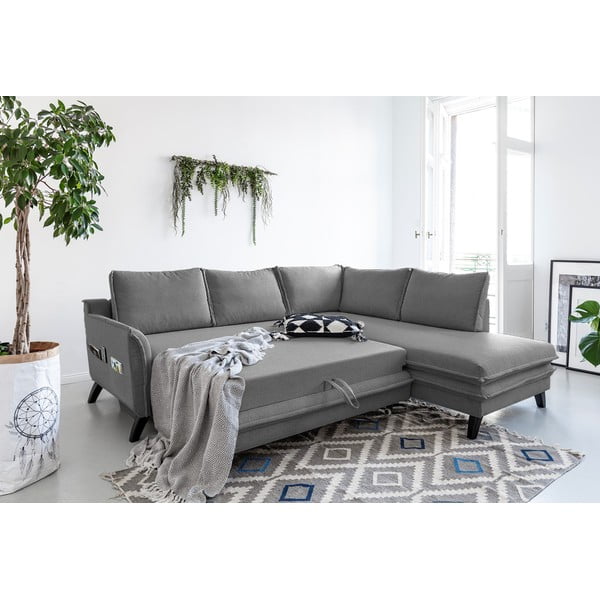 Tmavosivá rozkladacia rohová pohovka Miuform Charming Charlie L, pravý roh-image-4