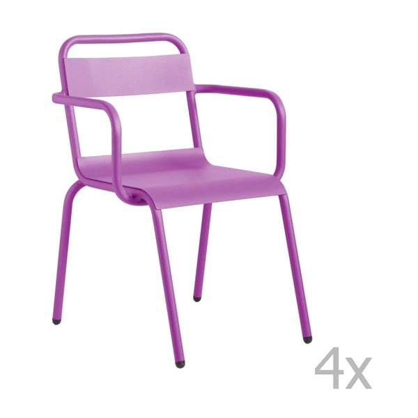 Sada 4 fialových záhradných stoličiek s opierkami na ruky Isimar Biarritz