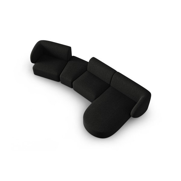 Čierna ženilková rohová pohovka (pravý roh/s leňoškou) Paolo – Milo Casa-image-1