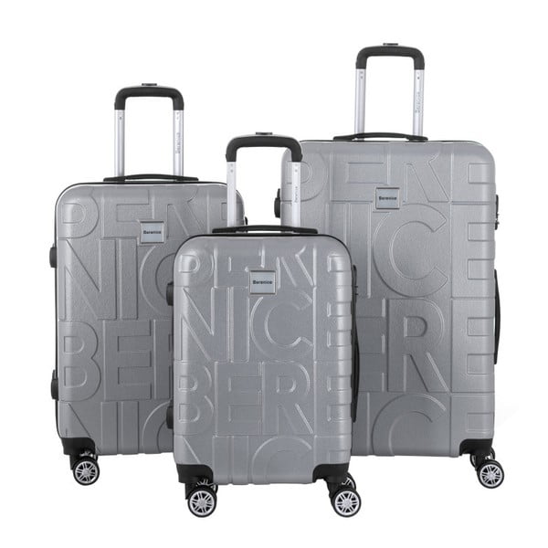 Sada 3 sivých cestovných kufrov Berenice Typo