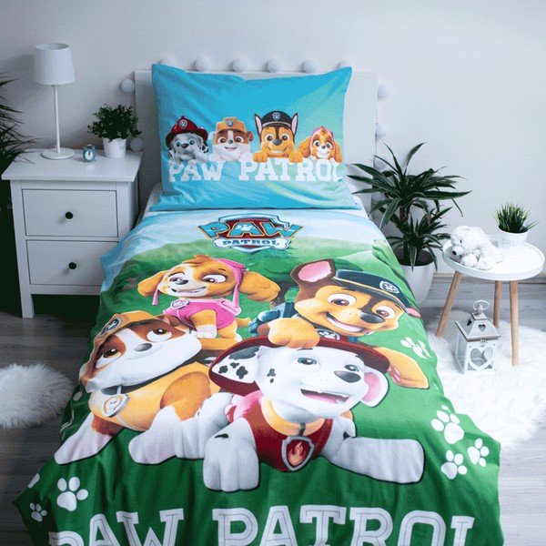 Bavlnené detské obliečky na jednolôžko so svietiacim efektom 140x200 cm Paw Patrol – Jerry Fabrics-image-1