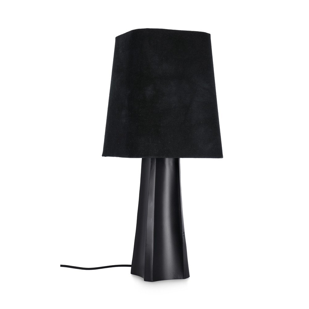E-shop Čierna kovová stolová lampa s textilným tienidlom (výška 61 cm) Tripura – Bizzotto