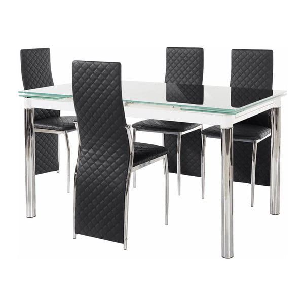 Set jedálenského stola a 4 čiernych jedálenských stoličiek Støraa Pippa William Puro Black