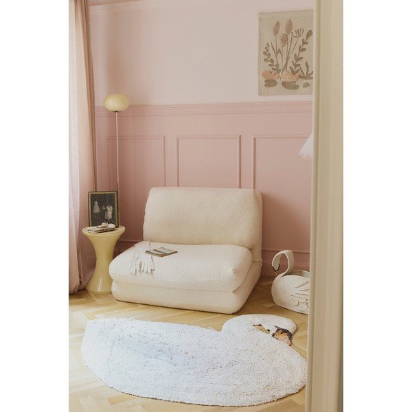 Krémový prateľný/ručne tkaný bavlnený detský koberec 100x120 cm Swan – Lorena Canals-image-1