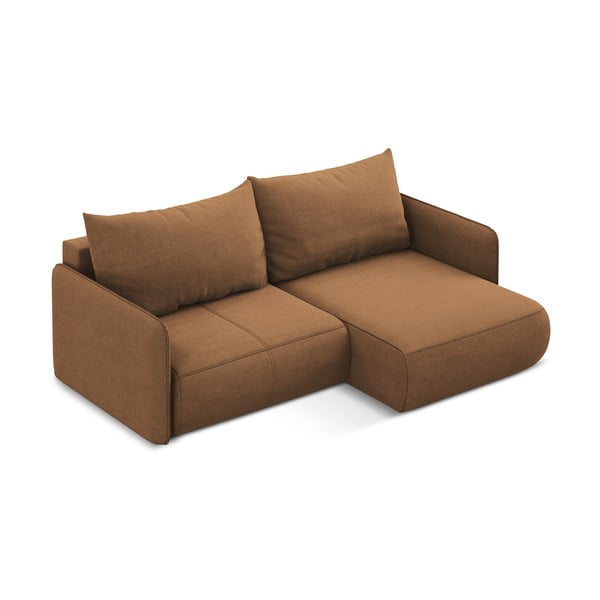 Oranžová rozkladacia/s úložným priestorom rohová pohovka (pravý roh) Nanea – Makamii-image-4