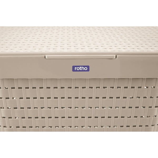 Béžový plastový kôš na bielizeň 55 l Country - Rotho-image-4