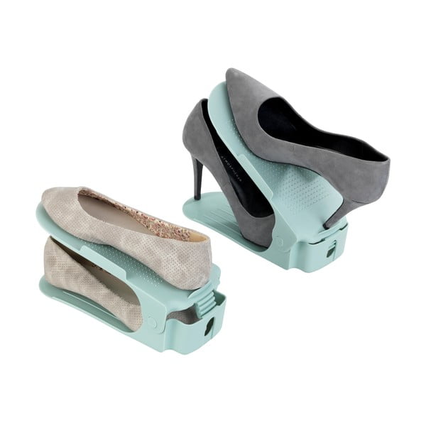 Súprava 8 tyrkysových nastaviteľných stojanov na topánky Wenko-image-4